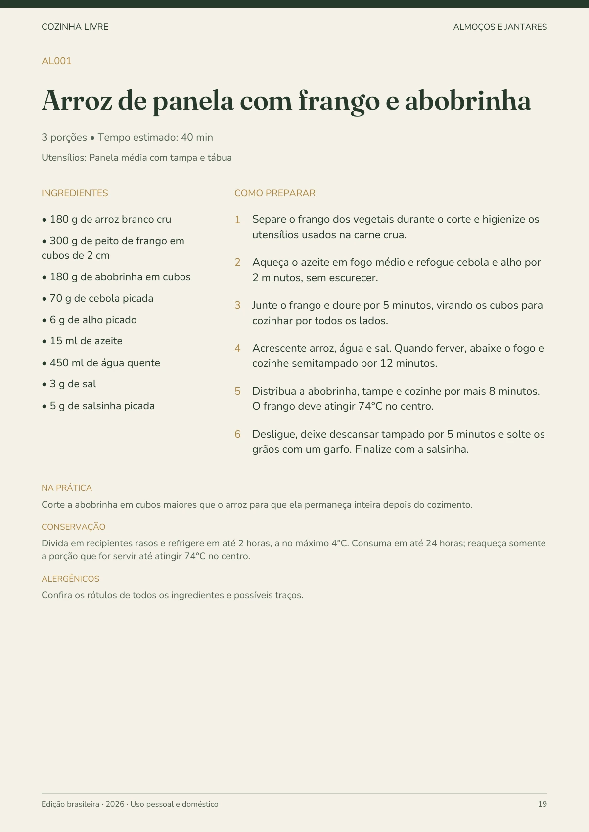 Página real do PDF Cozinha Livre, com ingredientes e preparo